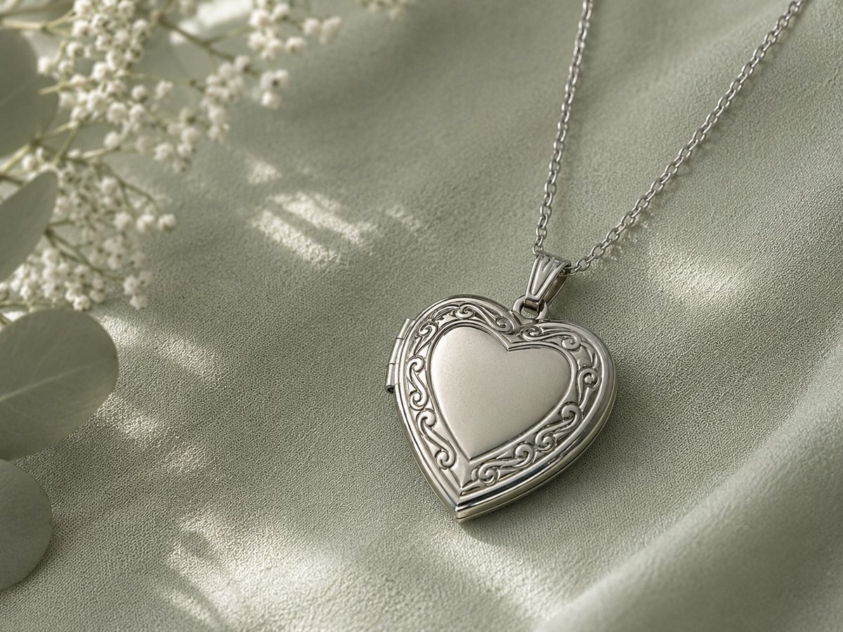 The Amoureux silver-plated brass heart locket necklace